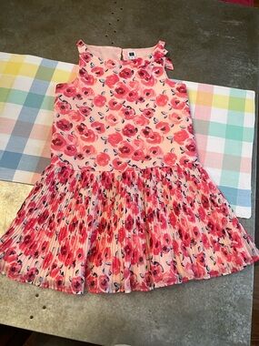 Janie and Jack Coral Pink Floral Pleated Dress